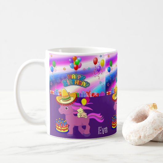 Joyeux Anniversaire Mug Pony (Avec donut)