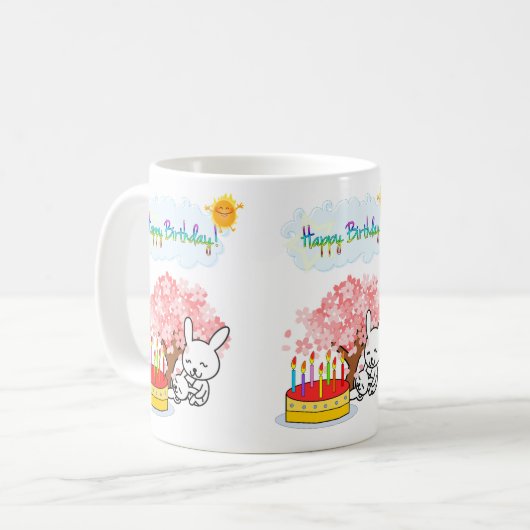 Joyeux Anniversaire Mug Rabbit Cake Sun (Devant gauche)