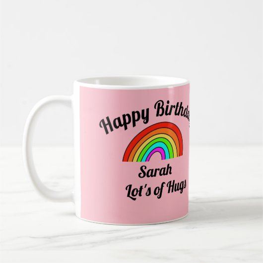 Joyeux Anniversaire Mug rose (Gauche)