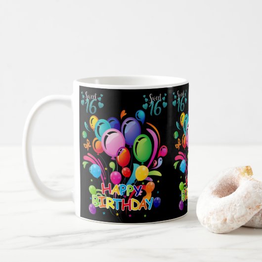 Joyeux anniversaire Mug Sweet sixteen (Avec donut)