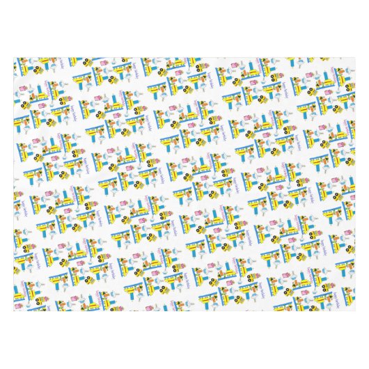 Joyeux Anniversaire Nappe Camions Bus (Devant (Horizontal))