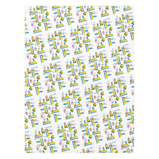 Joyeux Anniversaire Nappe Camions Bus (Devant)