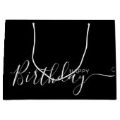 Joyeux Anniversaire Noir Blanc Élégant Grand Sac C (Devant)