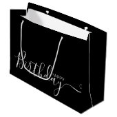 Joyeux Anniversaire Noir Blanc Élégant Grand Sac C (Devant Angle)