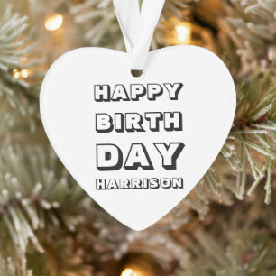 Joyeux anniversaire noir blanc nom personnalisé No