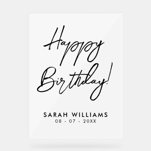 Joyeux anniversaire noir et blanc Script moderne (Recto)