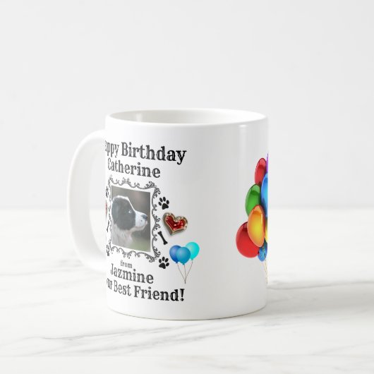 Joyeux Anniversaire Nom Chien Mug (Devant gauche)