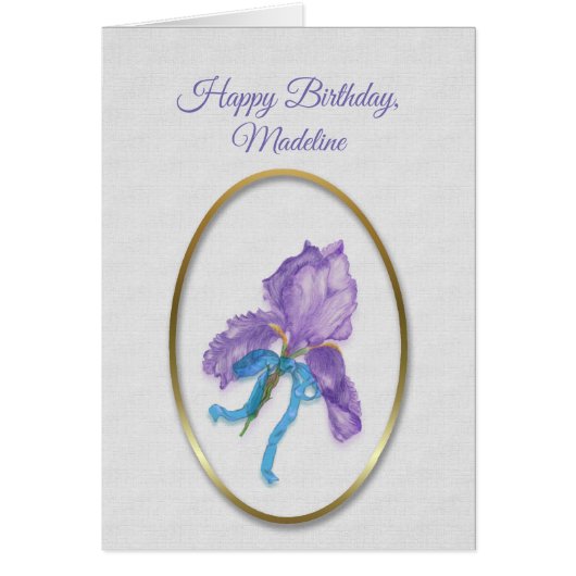 Joyeux anniversaire, (nom personnalisé) Purple Iri (Devant)