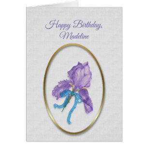 Joyeux anniversaire (nom personnalisé) Purple Iris