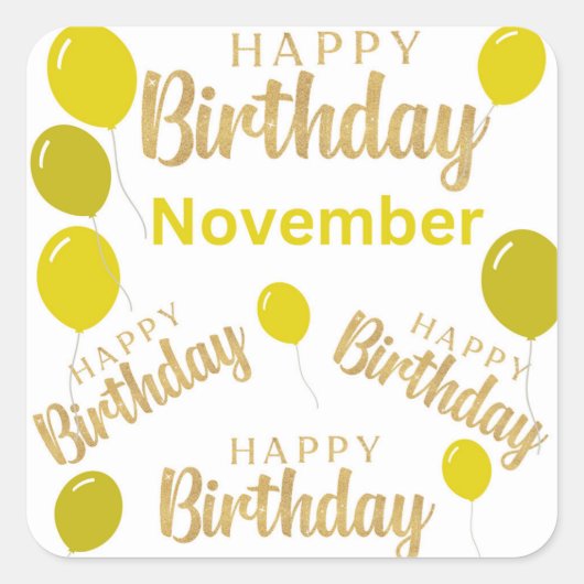 Joyeux anniversaire Novembre anniversaire Sticker (Devant)