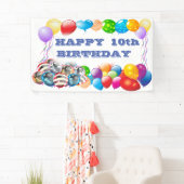 Joyeux Anniversaire Numéro Vinyl Bannière 3' x 5' (En situation)