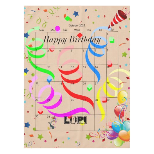 Joyeux anniversaire octobre 2022 Nappe (Devant)