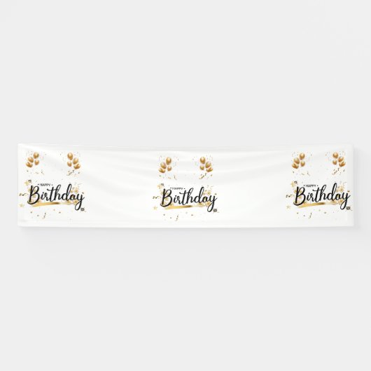 Joyeux Anniversaire Or Bannière Vinyle 2.5x10 (Horizontal)