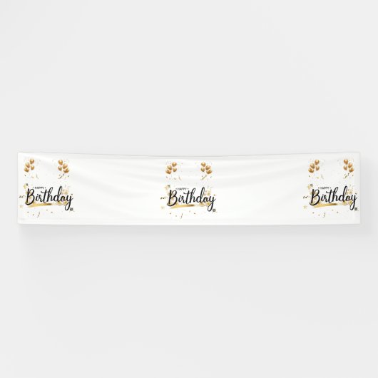 Joyeux Anniversaire Or Bannière Vinyle 2.5x12 (Horizontal)