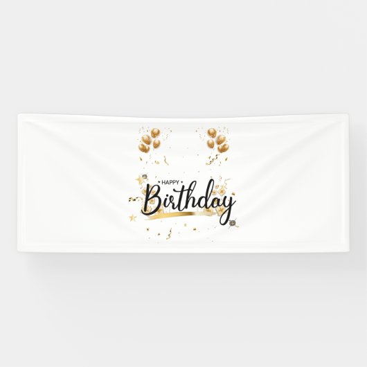 Joyeux Anniversaire Or Bannière Vinyle 2.5x6 (Horizontal)