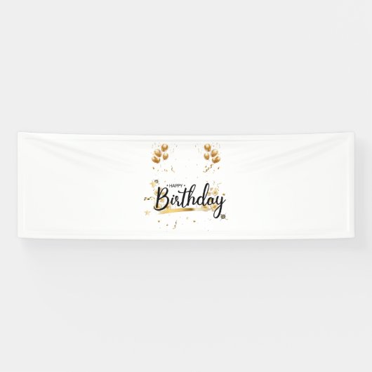 Joyeux Anniversaire Or Bannière Vinyle 2.5x8 (Horizontal)