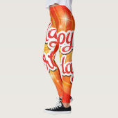 Joyeux Anniversaire Orange Arrière - plan Leggings (Gauche)