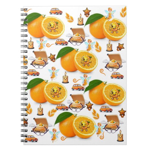 Joyeux Anniversaire Oranges Gâteau Fée Cahier (Devant)