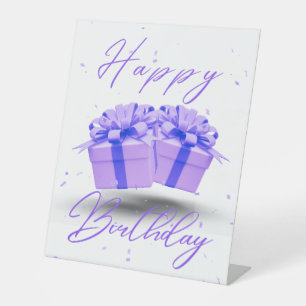 Joyeux Anniversaire Panneau de Socle Violet Joli