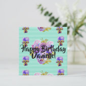 Joyeux Anniversaire Pansy floral Womans Carte de n (Debout devant)
