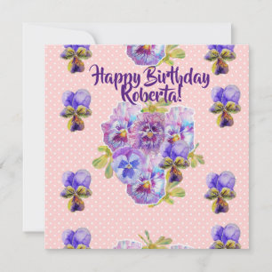 Joyeux Anniversaire Pansy floral Womans Carte de n