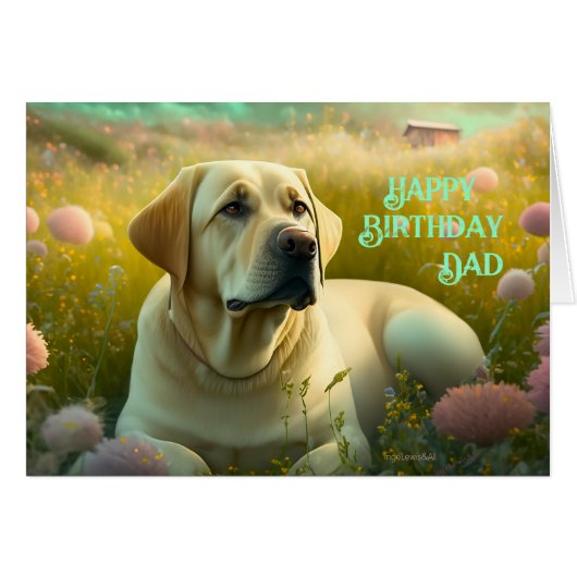 Joyeux anniversaire papa animal chien mignonne lab (Devant horizontal)