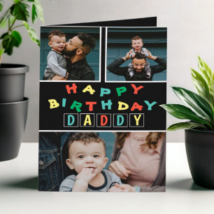 Joyeux Anniversaire Papa Carte 3 Photos Colorée