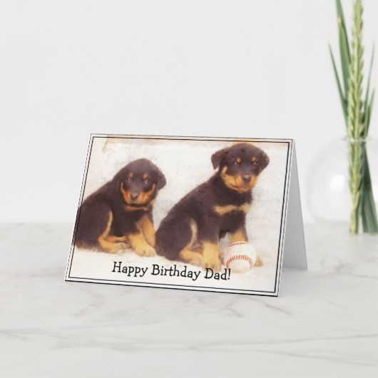 Joyeux anniversaire papa Rottweiler carte de voeux (Devant)