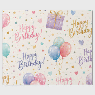Joyeux Anniversaire Papier Cadeau – Coloré