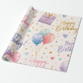 Joyeux Anniversaire Papier Cadeau – Coloré  (Déroulé)