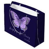 Joyeux Anniversaire Papillon pourpre Grand sac cad (Dos Angle)