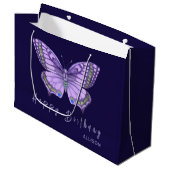 Joyeux Anniversaire Papillon pourpre Grand sac cad (Devant Angle)