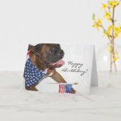 Joyeux anniversaire Patriotic Boxer Chien carte de (Fleur jaune)