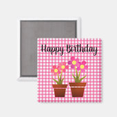 Joyeux Anniversaire Pays Rose En vichy Magnet Flor (Recto/Verso)