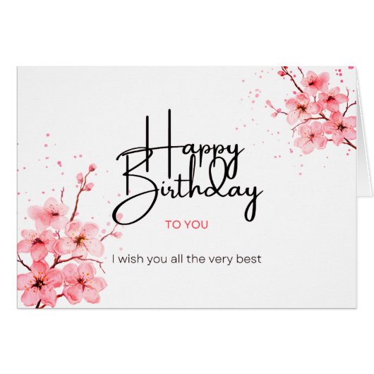 Joyeux Anniversaire Peachy Floral Card (Devant horizontal)