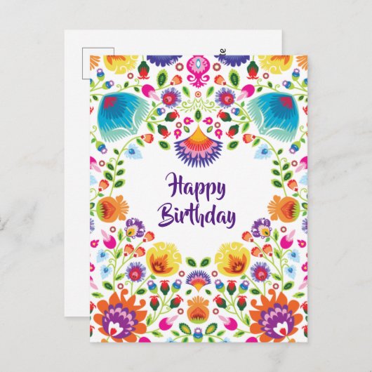 Joyeux anniversaire personnalisable folklore carte (Devant / Derrière)