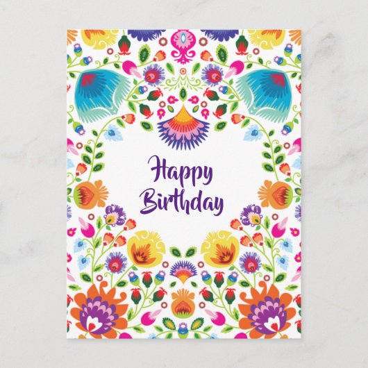 Joyeux anniversaire personnalisable folklore carte (Devant)