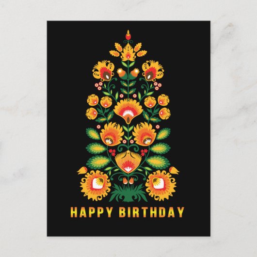 Joyeux anniversaire personnalisable folklore carte (Devant)