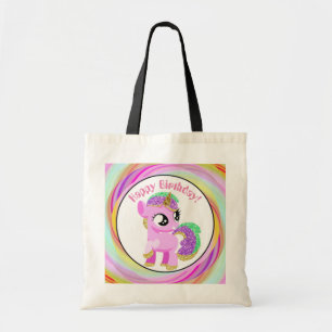Joyeux Anniversaire personnalisable unicorn sac fo