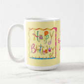 Joyeux anniversaire Personnalisé Mug Jaune (Gauche)