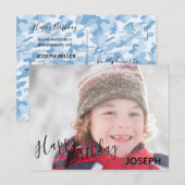 Joyeux Anniversaire Photo Camo Bleu - Carte postal (Devant / Derrière)