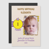 Joyeux Anniversaire photo nom âge carte magnétique (Devant / Derrière)