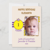 Joyeux Anniversaire photo nom âge carte magnétique (Recto)