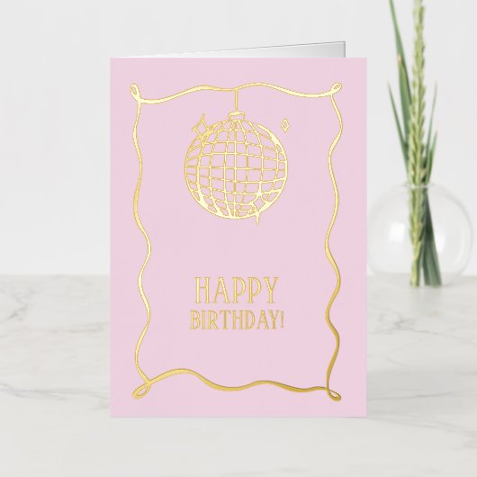 Joyeux anniversaire Pink Foilf Invitation (Recto)