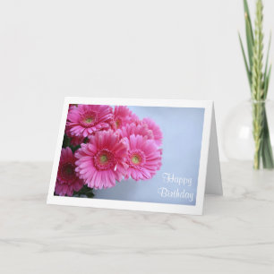Joyeux Anniversaire Pink Gerbera Daisies Carte de 