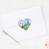 Joyeux Anniversaire Pink Mountain Heart Sticker (Enveloppe)