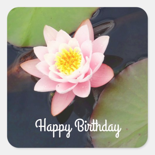 Joyeux Anniversaire Pink Water Lily #1 Stickers (Devant)