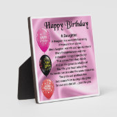 Joyeux Anniversaire Poème de fille Plaque (Recto)