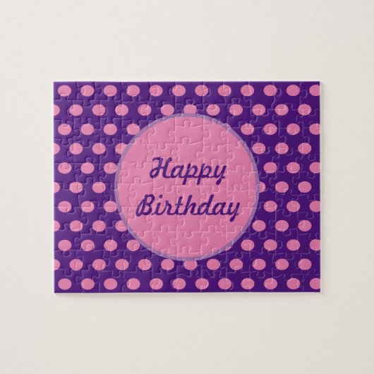 Joyeux Anniversaire Polka Dot Jigsaw Puzzle (viole (Horizontal)