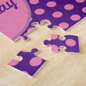 Joyeux Anniversaire Polka Dot Jigsaw Puzzle (viole (Côté)